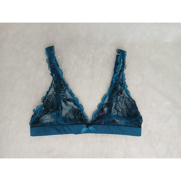 L'Agent by Agent Provocateur Women's Dani Soft Cup Bra Teal/Black Size Large - Picture 4 of 10